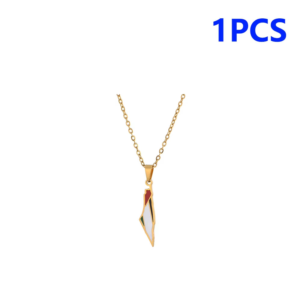 1-5PCS Palestine Map Flag Necklace Lightweight Map Shape Palestine Flag Pendant Palestine Pendant Necklace Daily Accessories