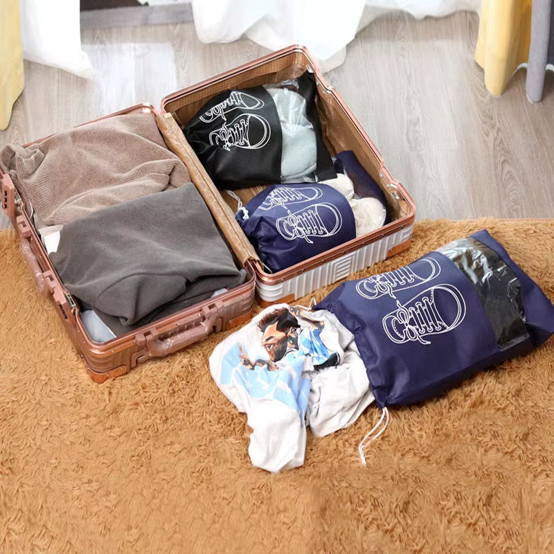 5Pcs/Set Shoe Storage Bag with Thickened Non-Woven Fabric Strap Mouth Large Capacity Travel Waterproof Shoe Bag Moistureproof