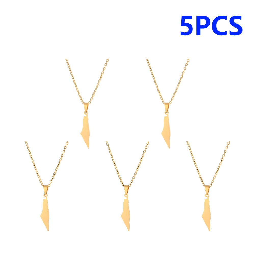 1-5PCS Palestine Map Flag Necklace Lightweight Map Shape Palestine Flag Pendant Palestine Pendant Necklace Daily Accessories