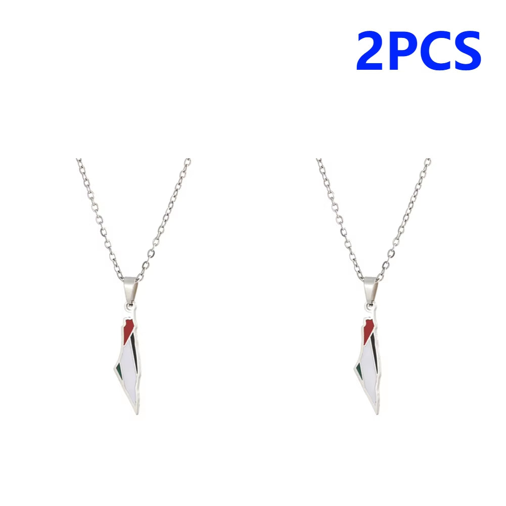 1-5PCS Palestine Map Flag Necklace Lightweight Map Shape Palestine Flag Pendant Palestine Pendant Necklace Daily Accessories