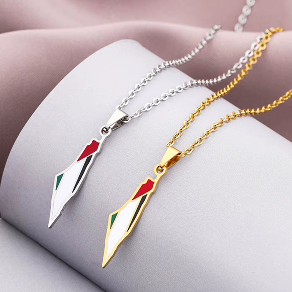 1-5PCS Palestine Map Flag Necklace Lightweight Map Shape Palestine Flag Pendant Palestine Pendant Necklace Daily Accessories