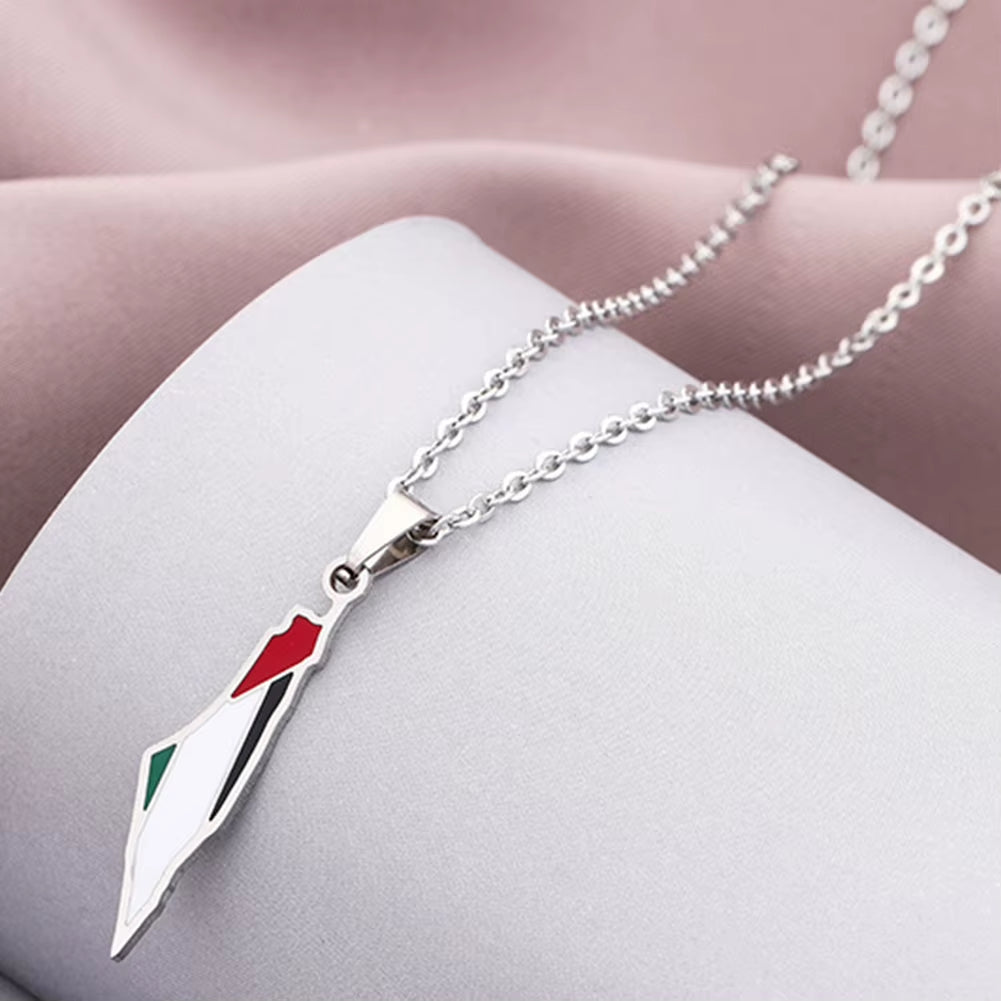 1-5PCS Palestine Map Flag Necklace Lightweight Map Shape Palestine Flag Pendant Palestine Pendant Necklace Daily Accessories