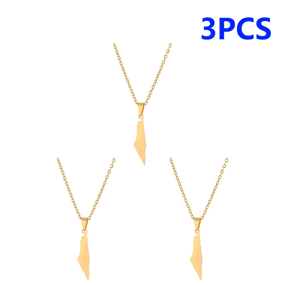 1-5PCS Palestine Map Flag Necklace Lightweight Map Shape Palestine Flag Pendant Palestine Pendant Necklace Daily Accessories