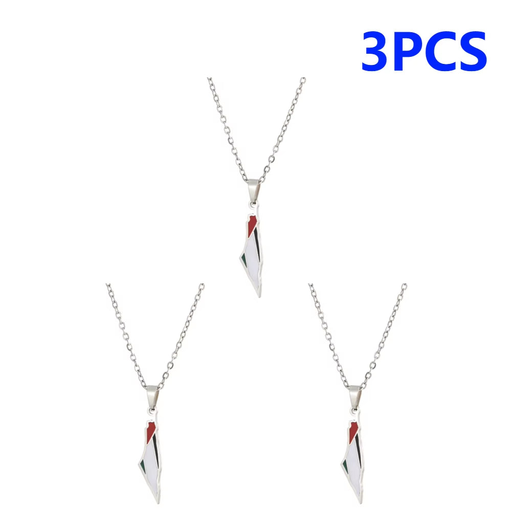1-5PCS Palestine Map Flag Necklace Lightweight Map Shape Palestine Flag Pendant Palestine Pendant Necklace Daily Accessories