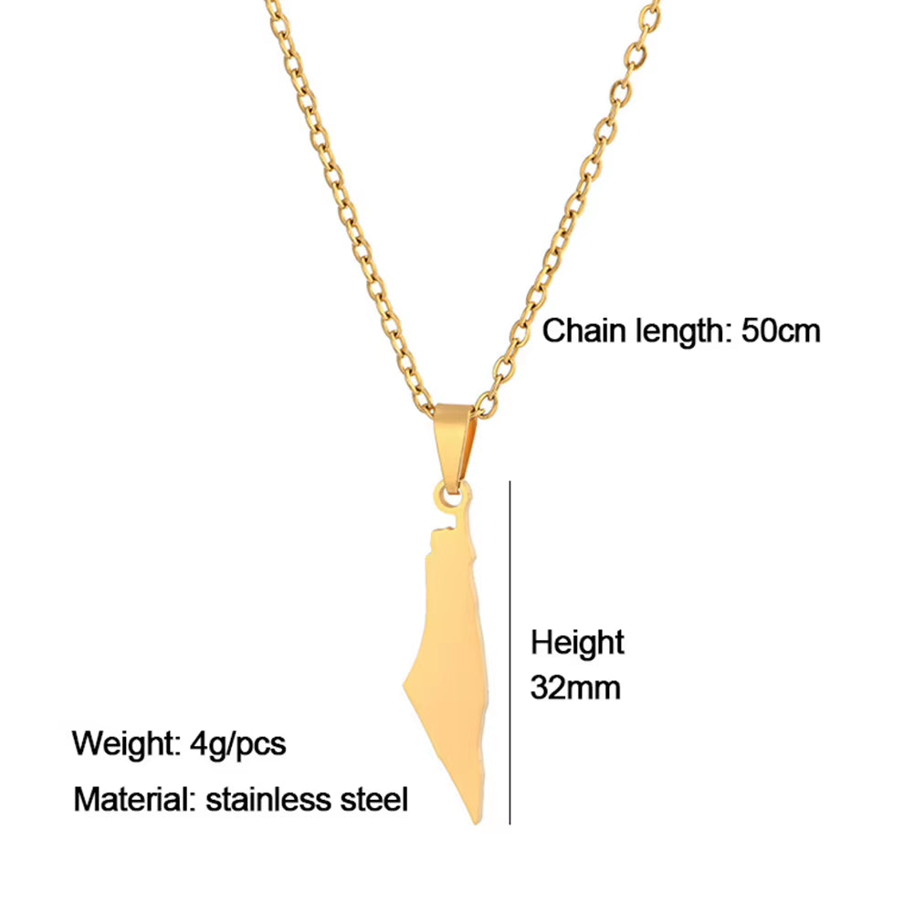 1-5PCS Palestine Map Flag Necklace Lightweight Map Shape Palestine Flag Pendant Palestine Pendant Necklace Daily Accessories