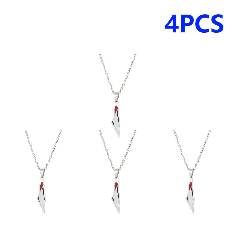 1-5PCS Palestine Map Flag Necklace Lightweight Map Shape Palestine Flag Pendant Palestine Pendant Necklace Daily Accessories