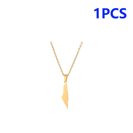 1-5PCS Palestine Map Flag Necklace Lightweight Map Shape Palestine Flag Pendant Palestine Pendant Necklace Daily Accessories
