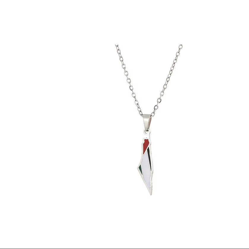 1-5PCS Palestine Map Flag Necklace Lightweight Map Shape Palestine Flag Pendant Palestine Pendant Necklace Daily Accessories